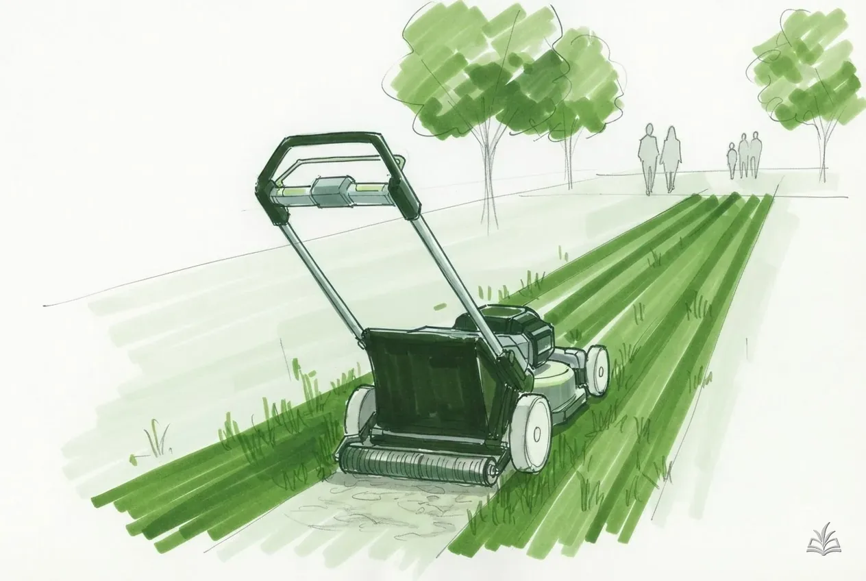 Marker vignette of a mower with a striping roller behind the deck