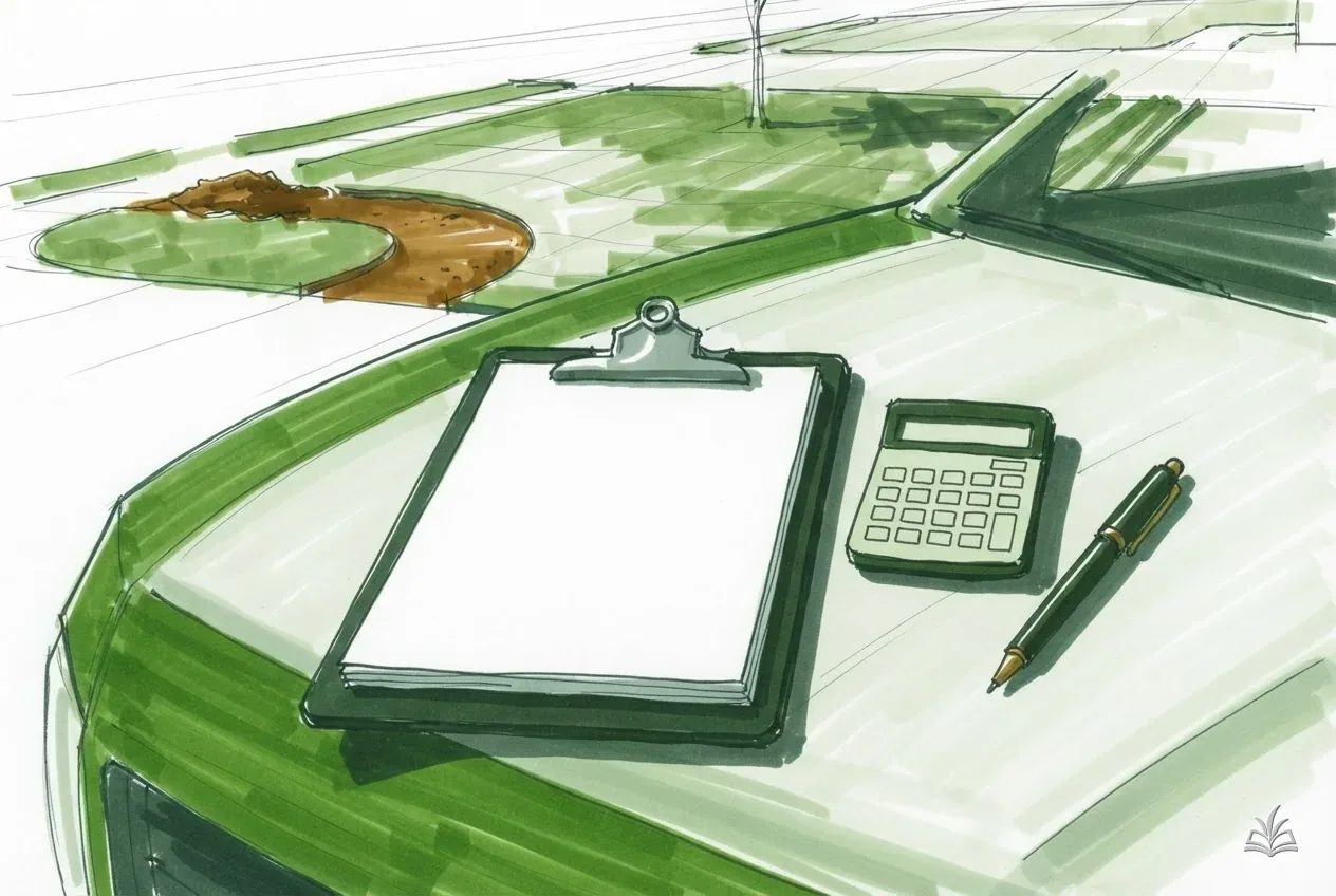 Marker vignette of a blank rate card on a clipboard with a calculator