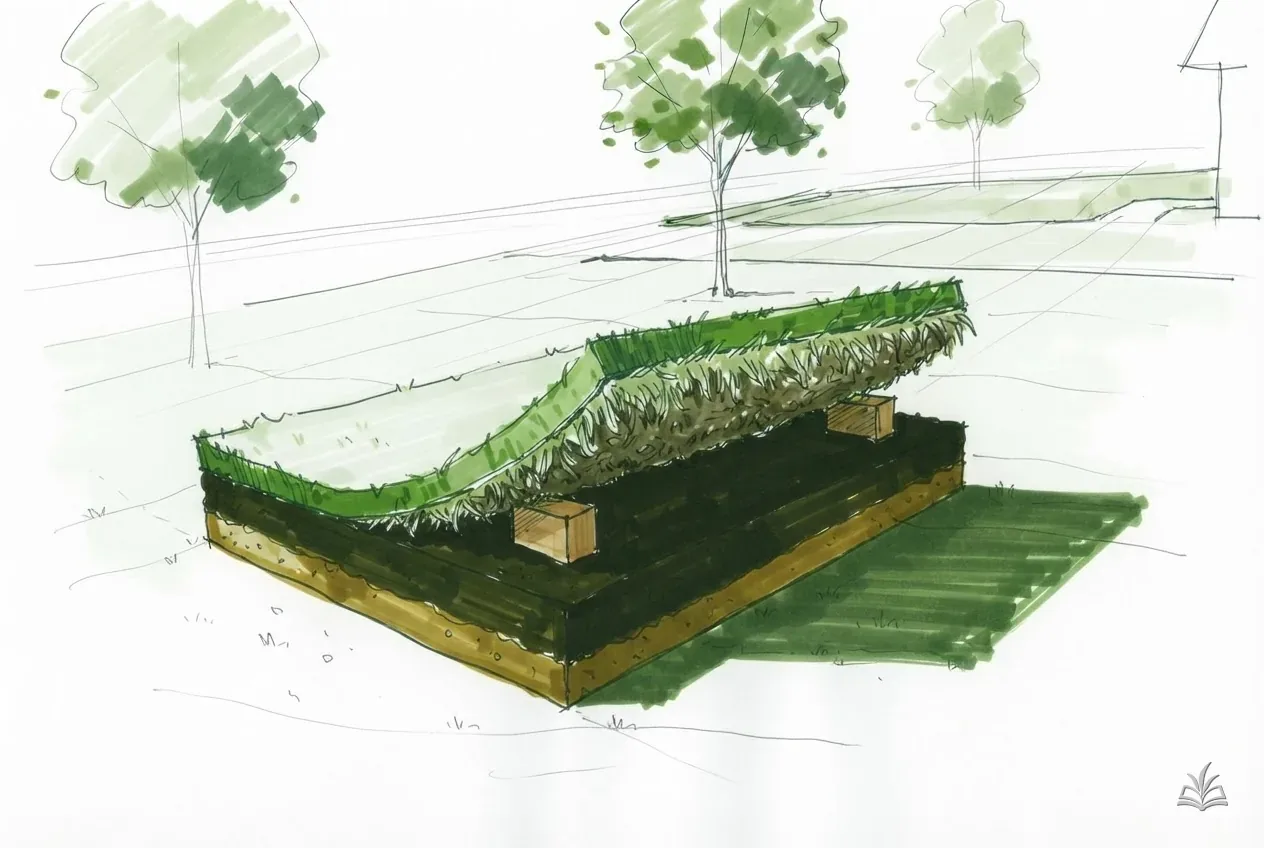 Marker vignette of a turf wedge showing the thatch layer above the soil